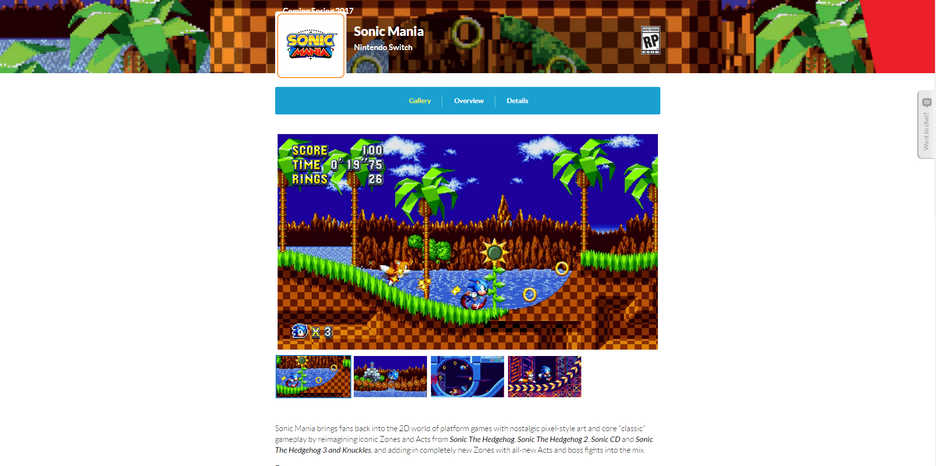 Sonic Mania, Nintendo Switch Wiki