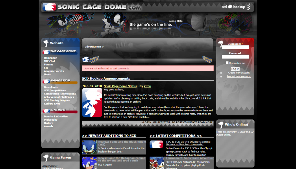 Sonic Fan Site Sonic Cage Dome Relaunching – SoaH City