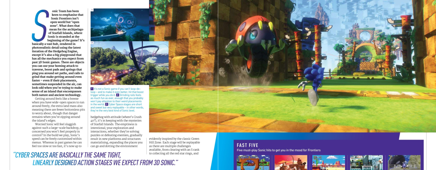 Sonic Frontiers Featured in GamesRadar Play